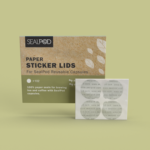 Sealpod Paper Stickers for Tea & Coffee - 102 Pack (for Nespresso)